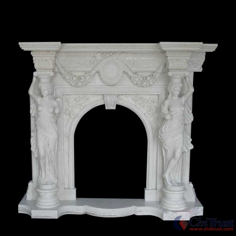 White Marble stone Fireplace